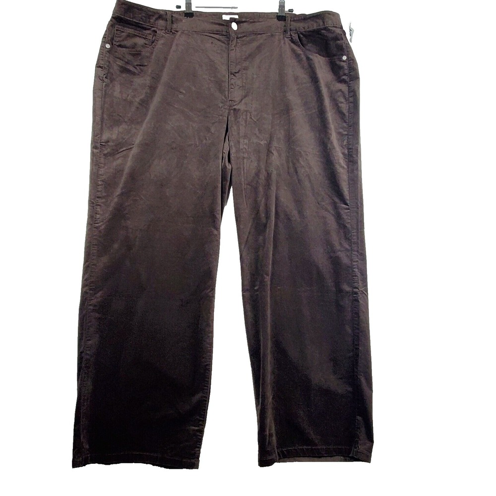 J.Jill  Pants Womens 28‎ Brown Wide-Leg Cotton Stretch Velvet High-Rise